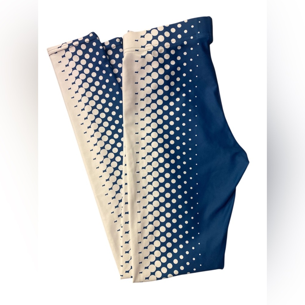 FiercePulse Blue and White Polka Dot Leggings GUC S